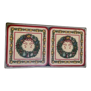 Late 20th Century Harrods Knightsbridge Marlene Moore 12 Days of Christmas Coasters- Set of 6 For Sale