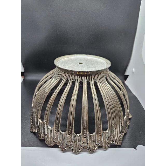 1970s Vintage Silver Plated Ruby Red Glass Console Bowl Godinger For Sale - Image 5 of 5