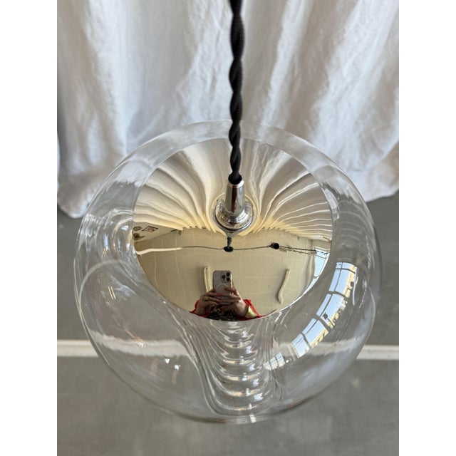 Metal Space Age Glass Futura Biomorphic Pendant Light by Koch & Lowy for Peill & Putzler, Germany, 1970s For Sale - Image 7 of 15