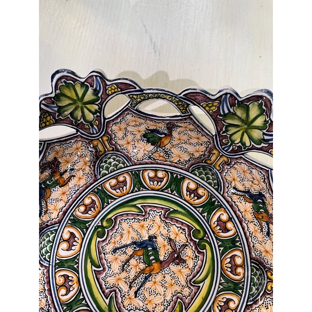 Traditional Coimbra Ceramic - Hand Painted Portuguese Fruit Basket 5 For Sale - Image 3 of 12