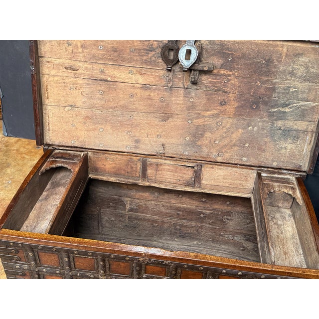 Wood Large Rajasthan Trunk of Iron-Bound Hardwood - British Colonial India 'The Raj' For Sale - Image 7 of 15