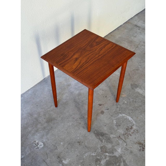 1960s Mid-Century Danish Teak Square Side Table - Vintage End Table 1960s For Sale - Image 5 of 9