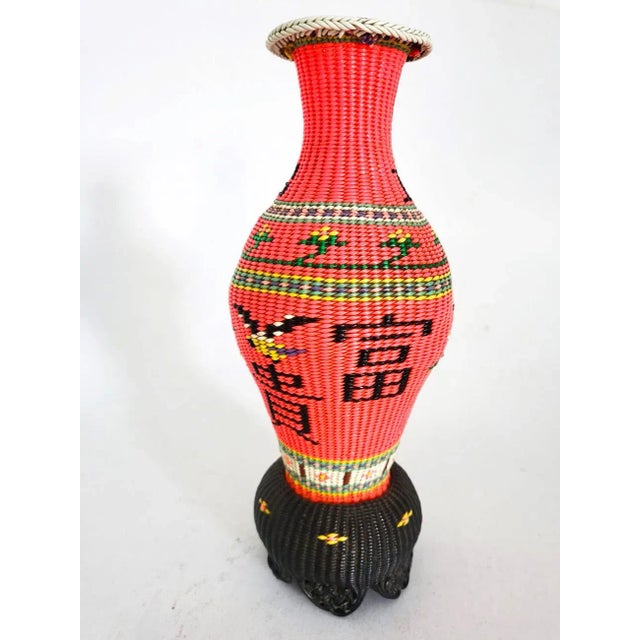 1960s French Scoubidou Vase With Chinoiserie Motif For Sale - Image 4 of 11