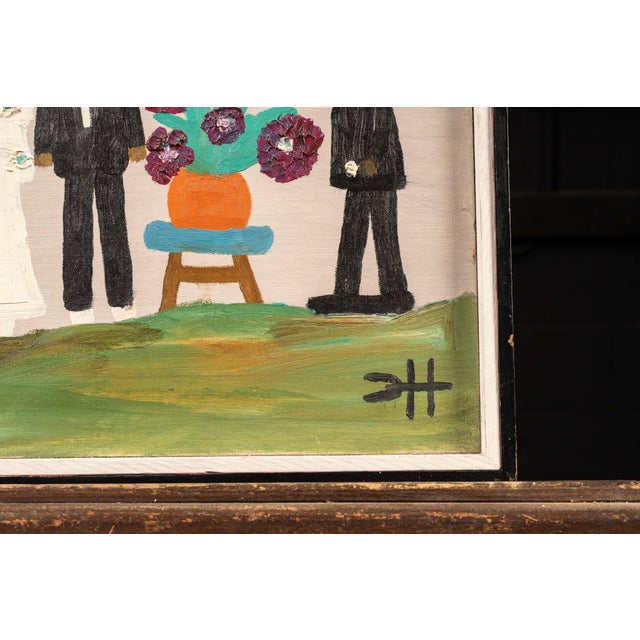 "Wedding" | C. 1960s Clementine Hunter Oil on Board Painting, Signed For Sale In Chicago - Image 6 of 6