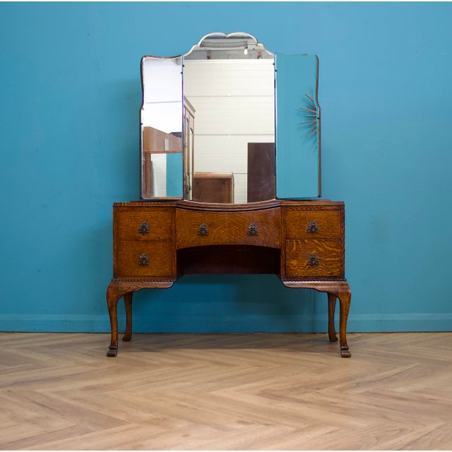 Art Deco Dressing Table in Oak, 1930s For Sale - Image 9 of 9
