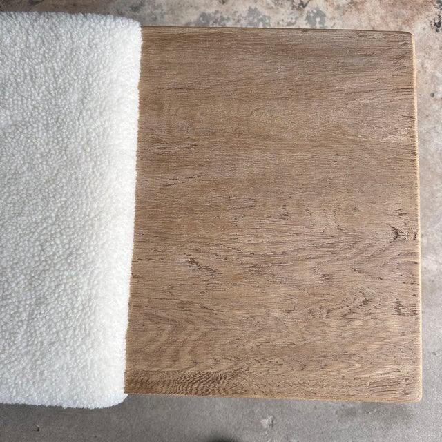 Not Yet Made - Made To Order Casi White Oak Bench in Natural Finish Upholstered in Faux Sherpa - Off Center For Sale - Image 5 of 8