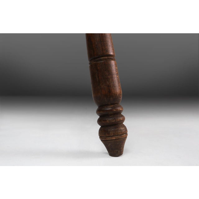 Brown Vintage Brutalist Low Oak Tripod Stool, Belgium, 1960s For Sale - Image 8 of 11