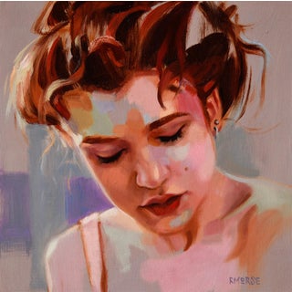 Evellyn by Ryan Morse | Oil on panel Portrait of a young woman with closed eyes. For Sale