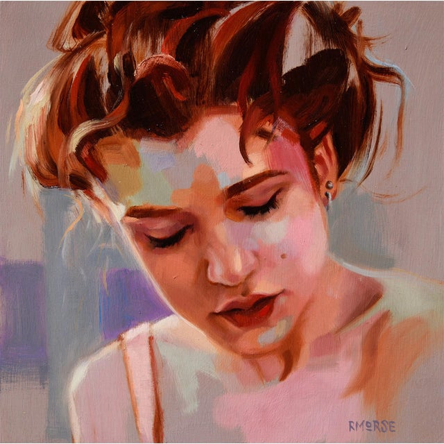 Evellyn by Ryan Morse | Oil on panel Portrait of a young woman with closed eyes. For Sale