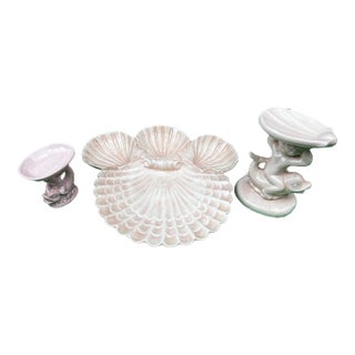 1970s Pink Shell Design Dish Collection For Sale