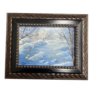 1970’s Original Impressionist Winter Wonderland Landscape Painting For Sale