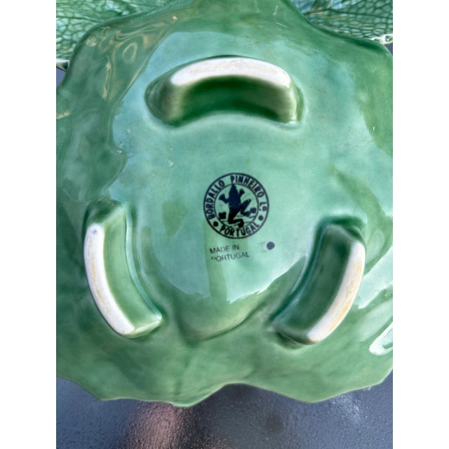 Beautiful set of 3 footed green leaf plates by Bordallo Pinherio. These plates can be used for salads, desserts,...