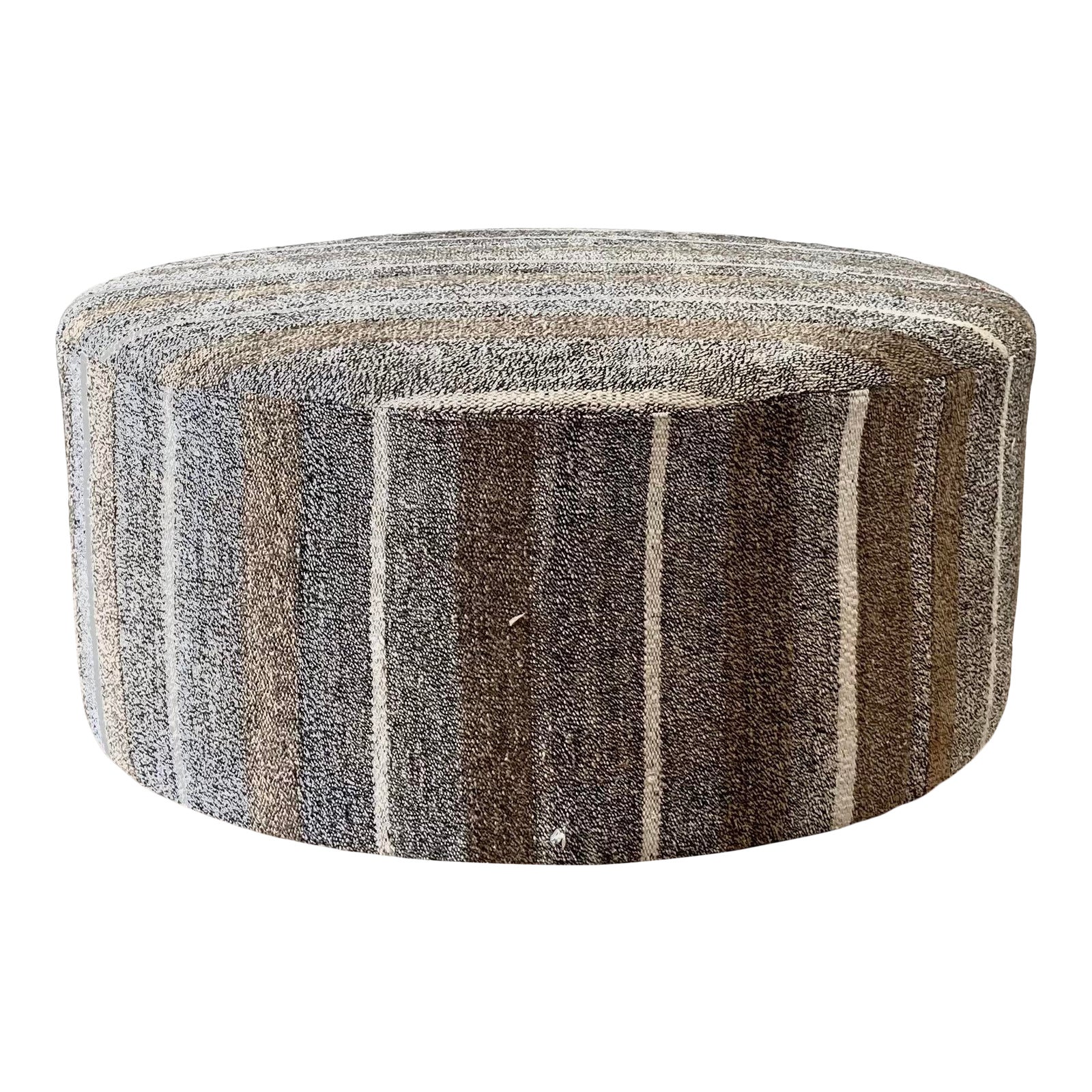 Custom Made Vintage Turkish Rug Round Cocktail Ottoman Coffee Table Chairish