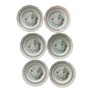 Vintage English Ironstone Calyx Ware by Adams Chinoiserie Plates - Set of 6