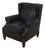Frontgate Black Leather High Quality Club Wing Chair For Sale