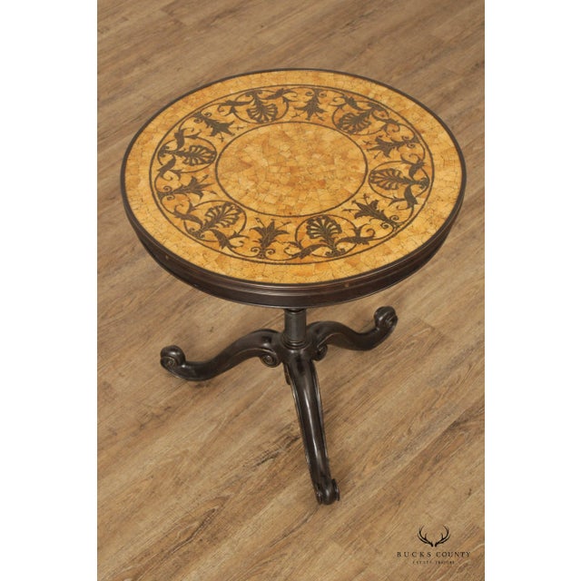 2010s Classical Style Round Mosaic Top Bronze Side Table For Sale - Image 5 of 13