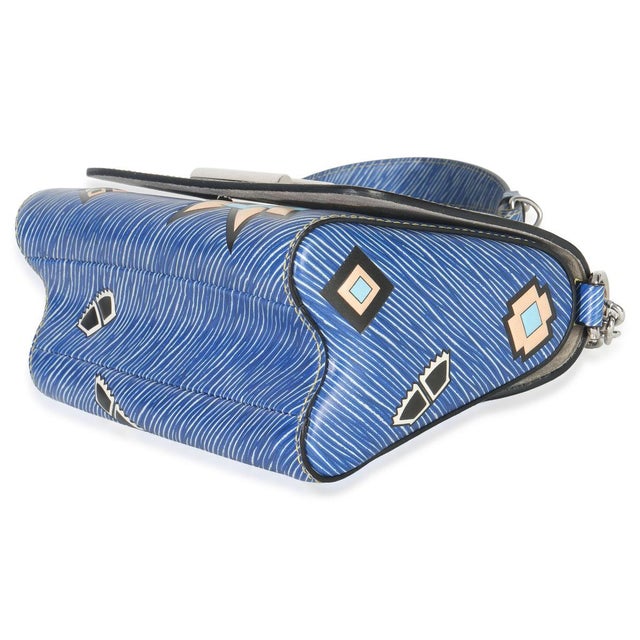 Animal Skin Blue Denim Aztec Epi Twist PM For Sale - Image 7 of 9