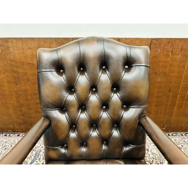 English Chesterfield Desk Chair For Sale - Image 5 of 8