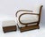 Art Deco Italian Walnut and Velvet Sofa, Armchair, and Ottoman, 1920s, Set of 3 For Sale - Image 12 of 13