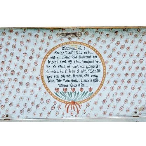 Swedish mid 19th century hand painted dome top chest circa 1846. Beautiful dome top chest, which was clearly cherished by...