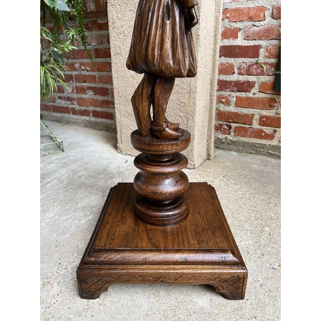 Brown Antique French Pedestal Plant Stand Display Breton Brittany Carved Oak Baluster For Sale - Image 8 of 13