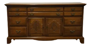 Broyhill Furniture Penn Colony Collection Solid Walnut Early American 66" Triple Door Dresser 2600-33
