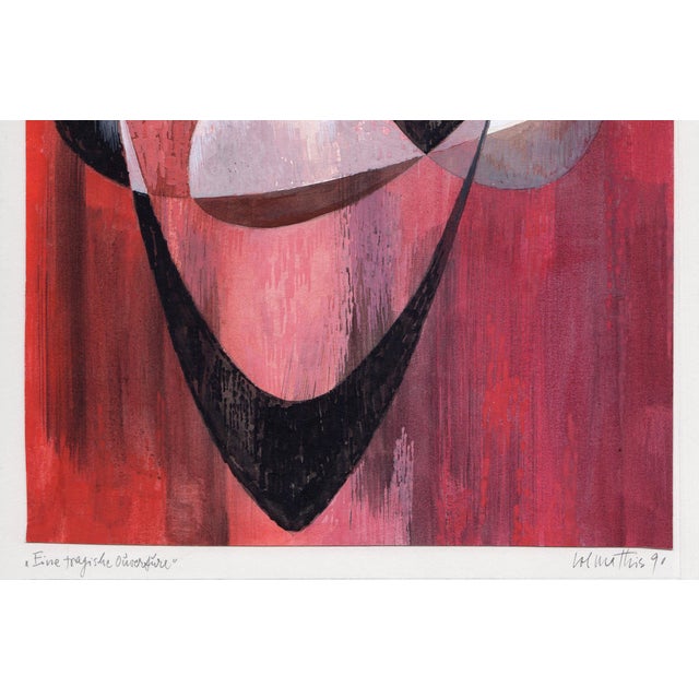 1990s 1990s Mathis Original Gouache a Tragic Overture Framed Swiss For Sale - Image 5 of 5