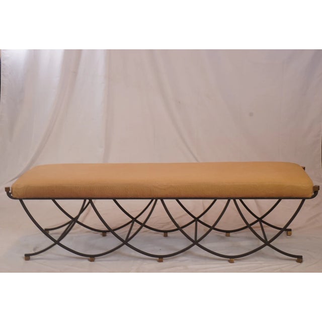 2010s Arteriors Felice Iron Brass Alpaca Bench For Sale - Image 5 of 8