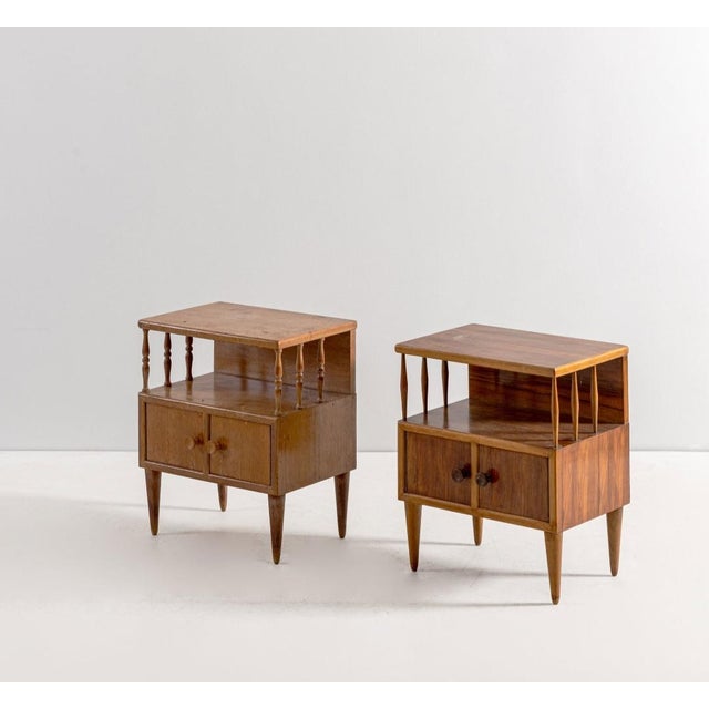 Walnut Bedside Tables attributed to Mario Cereghini, 1940s, Set of 2 For Sale - Image 6 of 6