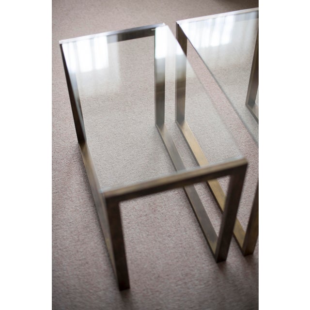 1950s Pair of Brass and Glass 1950s Style Side Tables For Sale - Image 5 of 9