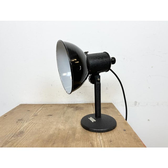 Mid-Century Modern Vintage Black Enamel Table Lamp, 1950s For Sale - Image 3 of 18