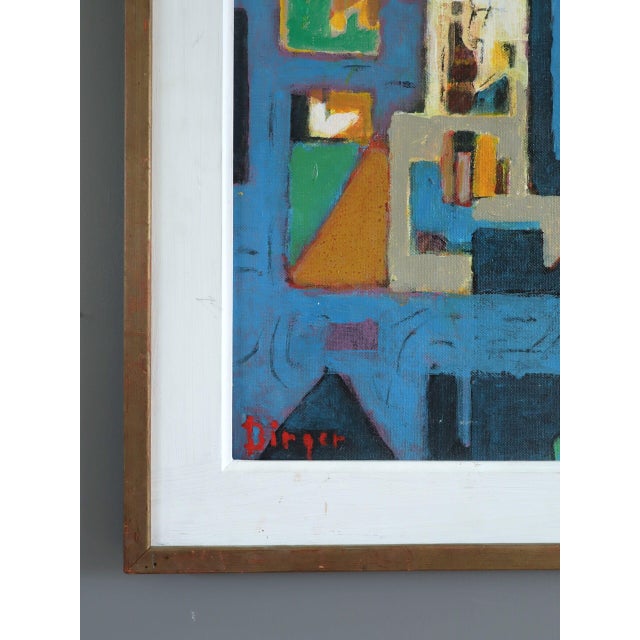Mid-Century Modern 'The Collector's Room' Vintage Swedish Abstract Interior Oil Painting, Framed For Sale - Image 6 of 12
