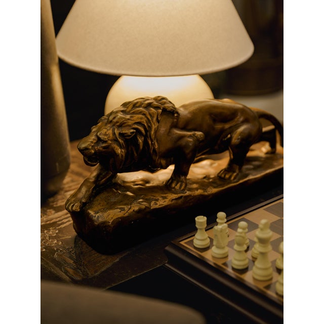 Rare Vintage Bronze-Clad "Lion À L'affût" (Stalking Lion) Statue in the Style of Isidore Jules Bonheur For Sale - Image 9 of 10