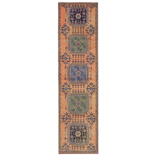 Mid-Century Modern Decorative Vintage Turkish Runner Rug - 2`9" X 10`4" For Sale - Image 3 of 6