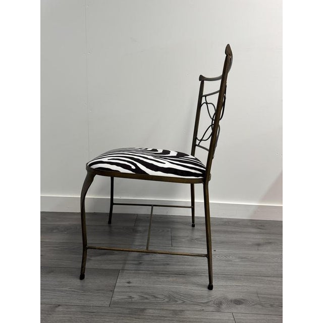 Iron Chairs in Zebra Print Velvet by Rene Prou, 1940s, Set of 2 For Sale - Image 6 of 9