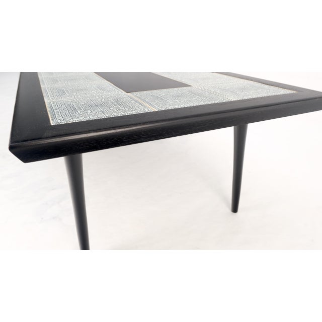 Ebonised Walnut Tile Top Dowel Tapered Leg Knife Edge Mid-Century Coffee Table For Sale - Image 11 of 12