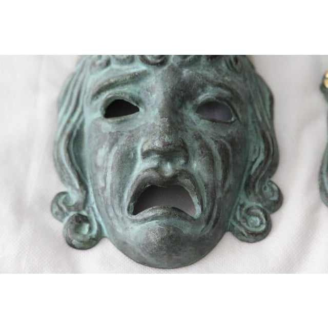 Gold Bronze Theater Drama Masks, 1950s, Set of 2 For Sale - Image 8 of 18