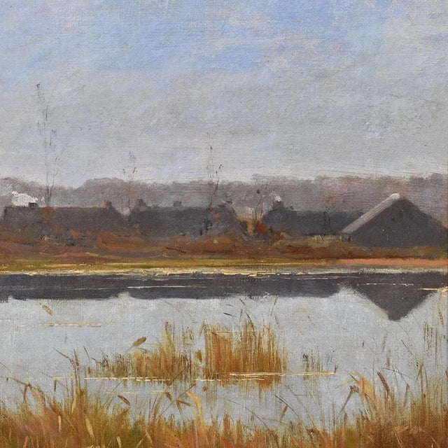 Louis-René Boulanger, River Landscape with Village, 19th Century, Oil on Canvas, Framed For Sale - Image 5 of 11