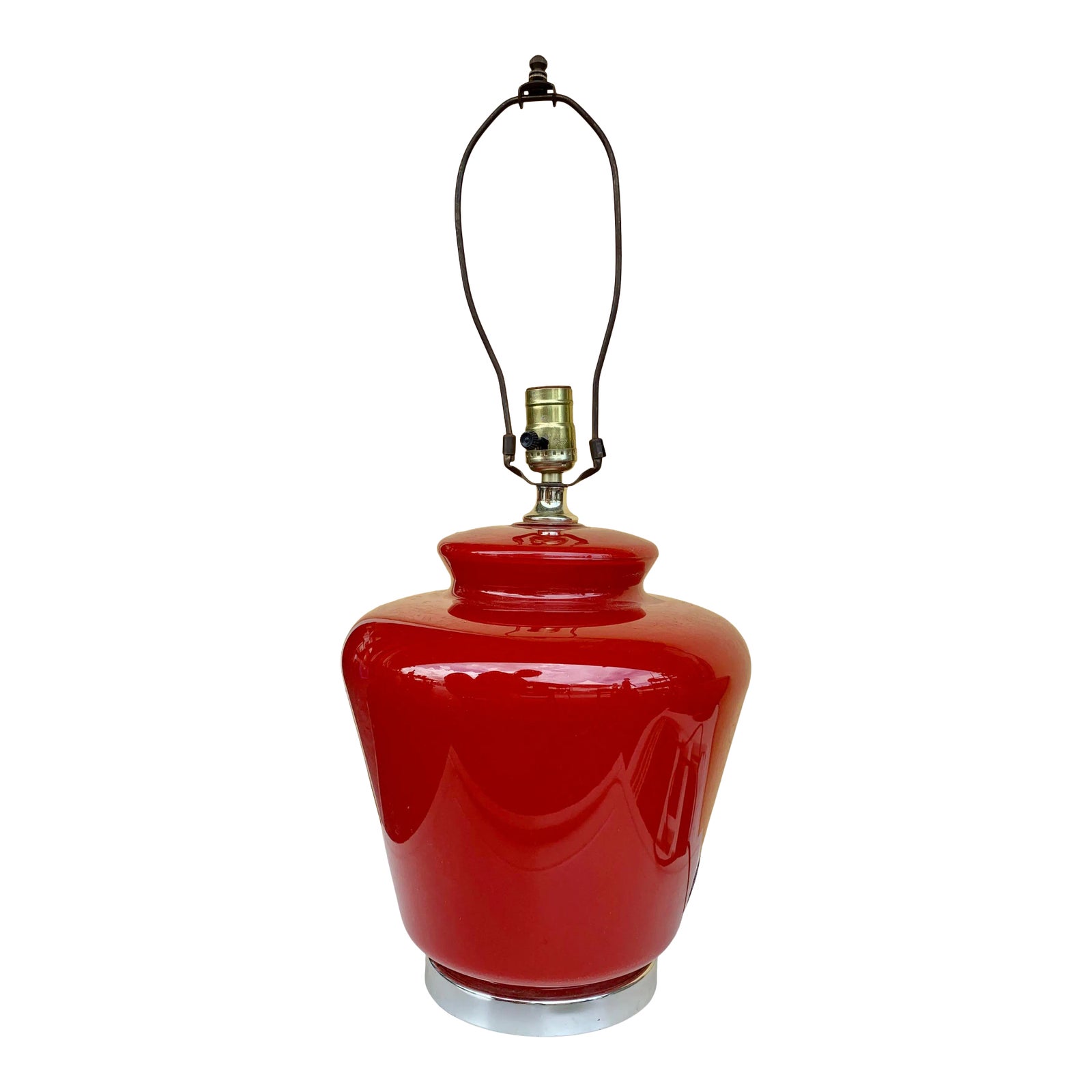 Mid Century Red Glass Table Lamp Chairish