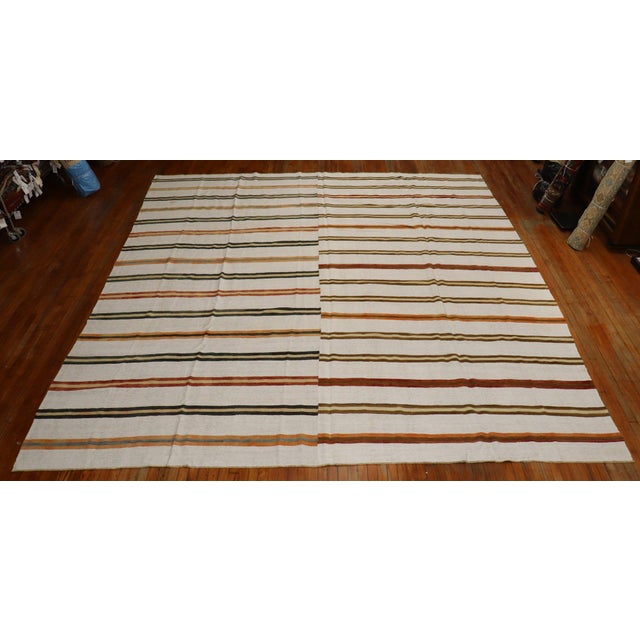 Oversize Square Striped Turkish Kilim For Sale In New York - Image 6 of 6