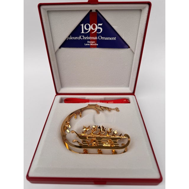 Christmas mobile 1994 A sleigh made of gold-plated brass for Georg Jensen, Denmark. Georg Jensen Christmas ornament 1994,...