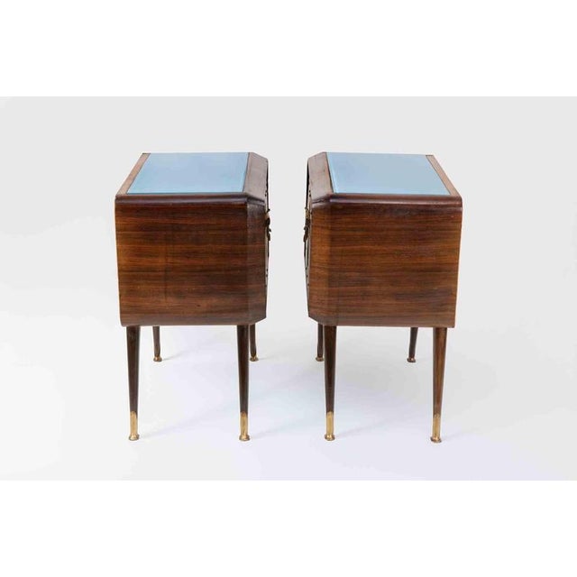 Vintage Italian Night Tables in Wood and Art Glass, 1950s, Set of 2 For Sale - Image 6 of 9
