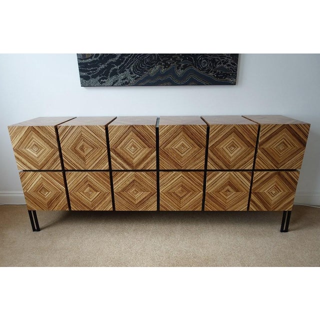 Goldenrod Losange Three-Door Zebrano Sideboard by Aymeric Lefort For Sale - Image 8 of 17