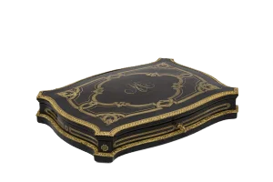 Game Box in Wood and Gilt Brass