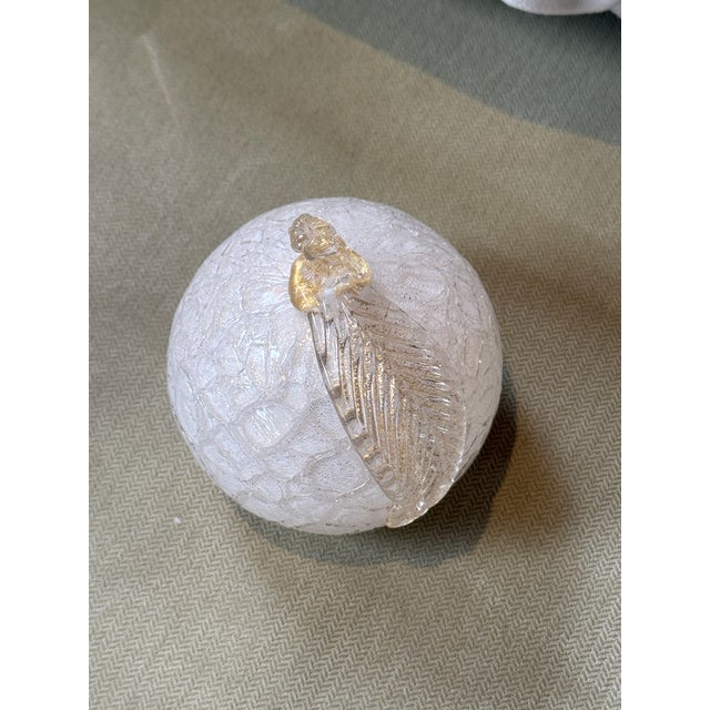 Barovier & Toso Italian Murano Art Glass Frosted Scavo Apple Sculpture For Sale - Image 4 of 9