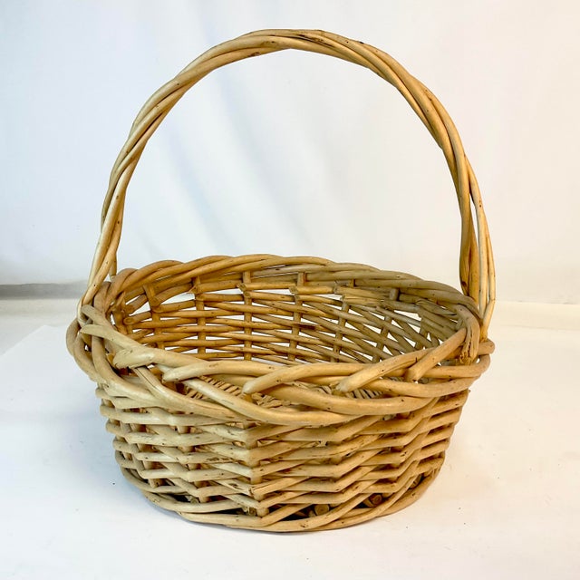 Vintage French Style Boho Chic Coastal Gathering Basket For Sale - Image 6 of 12