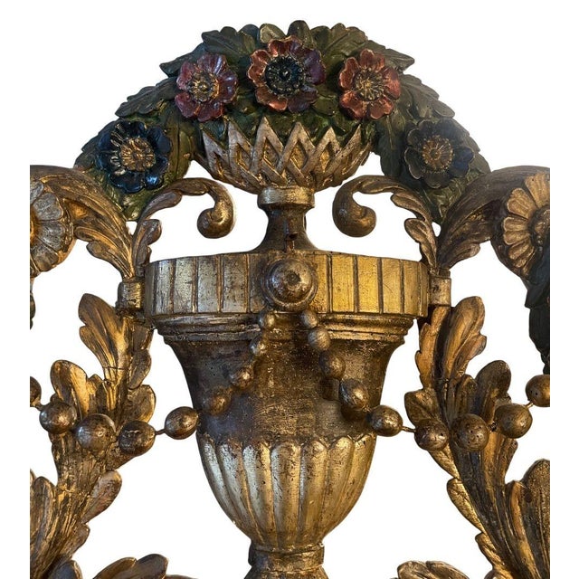 Italian Italian Late 18th Century Polychrome & White Gold Gilt Carved Mirror For Sale - Image 3 of 8