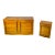 60s Satinwood Lowboy Dresser & Nightstand For Sale
