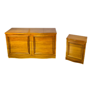 60s Satinwood Lowboy Dresser & Nightstand