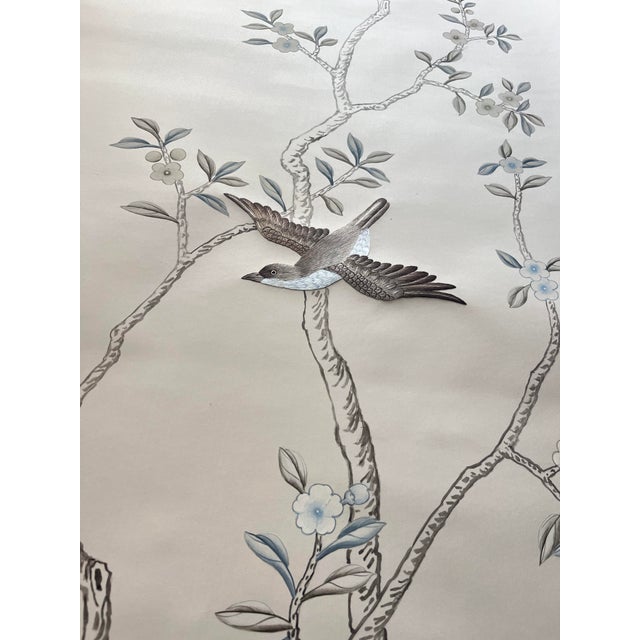 If you love the look of De Gournay wallpaper but not the price, this is for you. Soft Grey Floral & Bird Chinoiserie Mural...